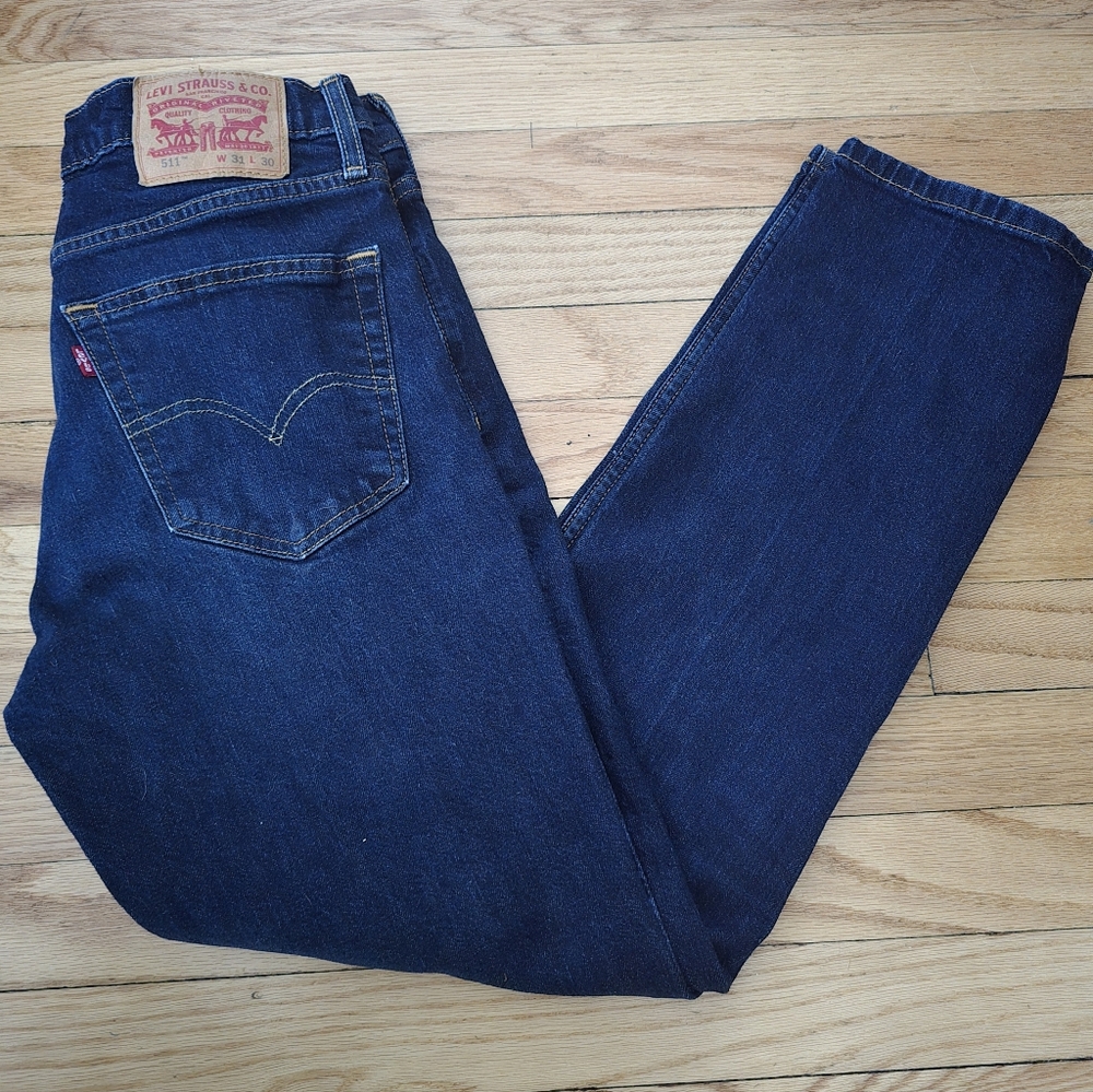 Levi's Blue Straight Jeans with Signature Stitching Size 31x30